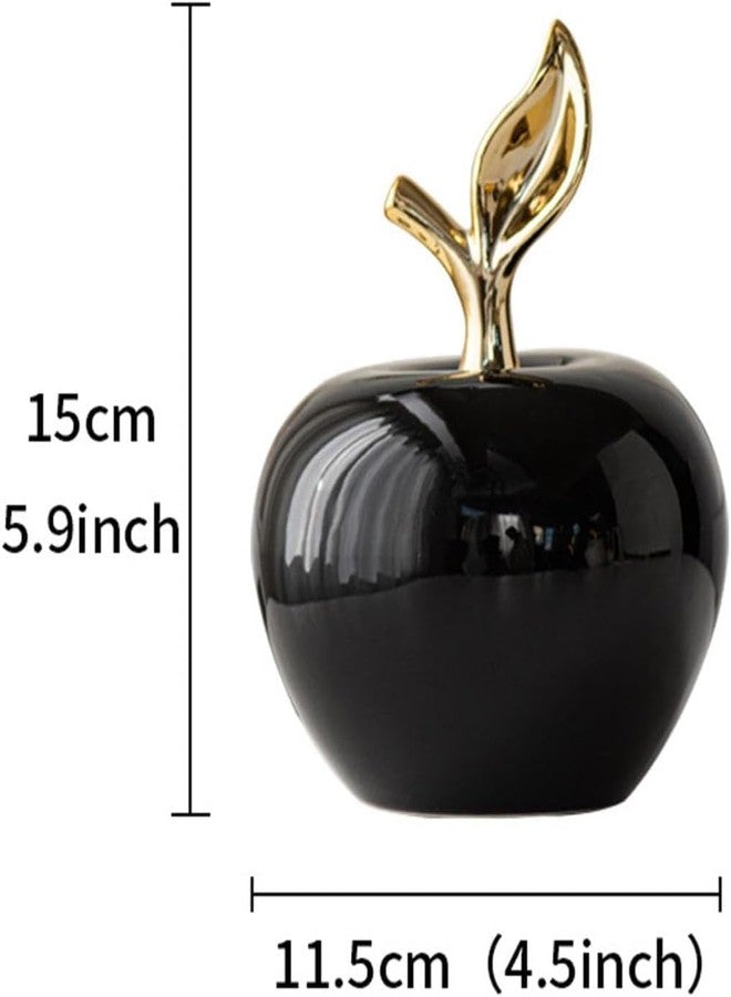 koTTIYA Apples Figurine Ceramic Apples Statue Fruit Ornaments Collectible Fruit Sculpture Artificial Fruit Sculpture for Office Bedroom Home Tabletop Decor - Black - Image 2